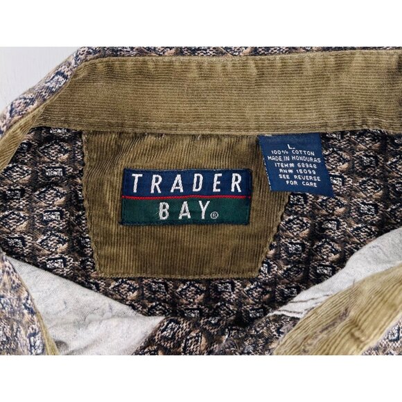 Vintage Trader Bay Mens 100% Cotton Long Sleeve Button-Down Shirt size Large - Picture 2 of 4